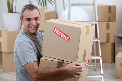 Office furniture and equipment prepared for a commercial move in Brentcross