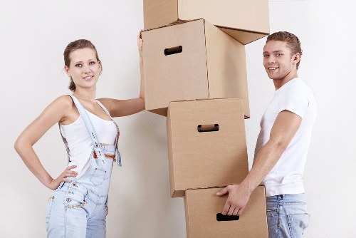 Packed boxes and household furniture prepared for a Brentcross home move